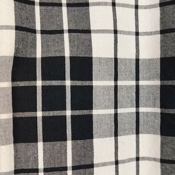 LOFT Long Sleeve Button Down Ruffled Blouse Black and White Plaid - Picture 11 of 12